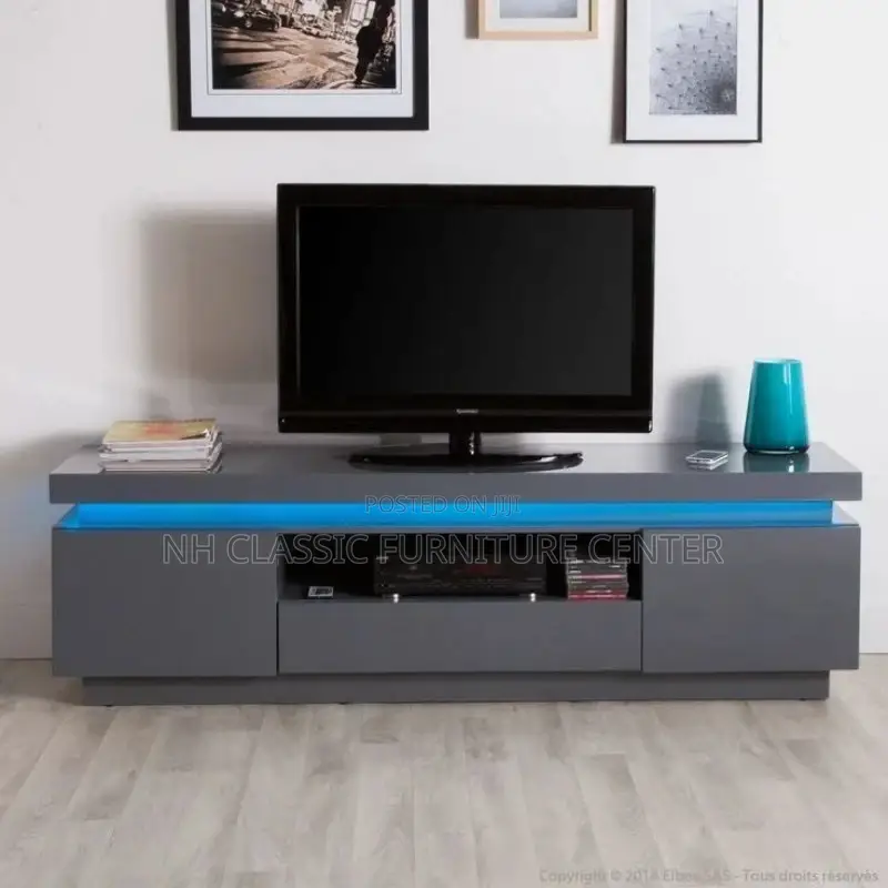 Black TV Stand With Blue Led Lights
