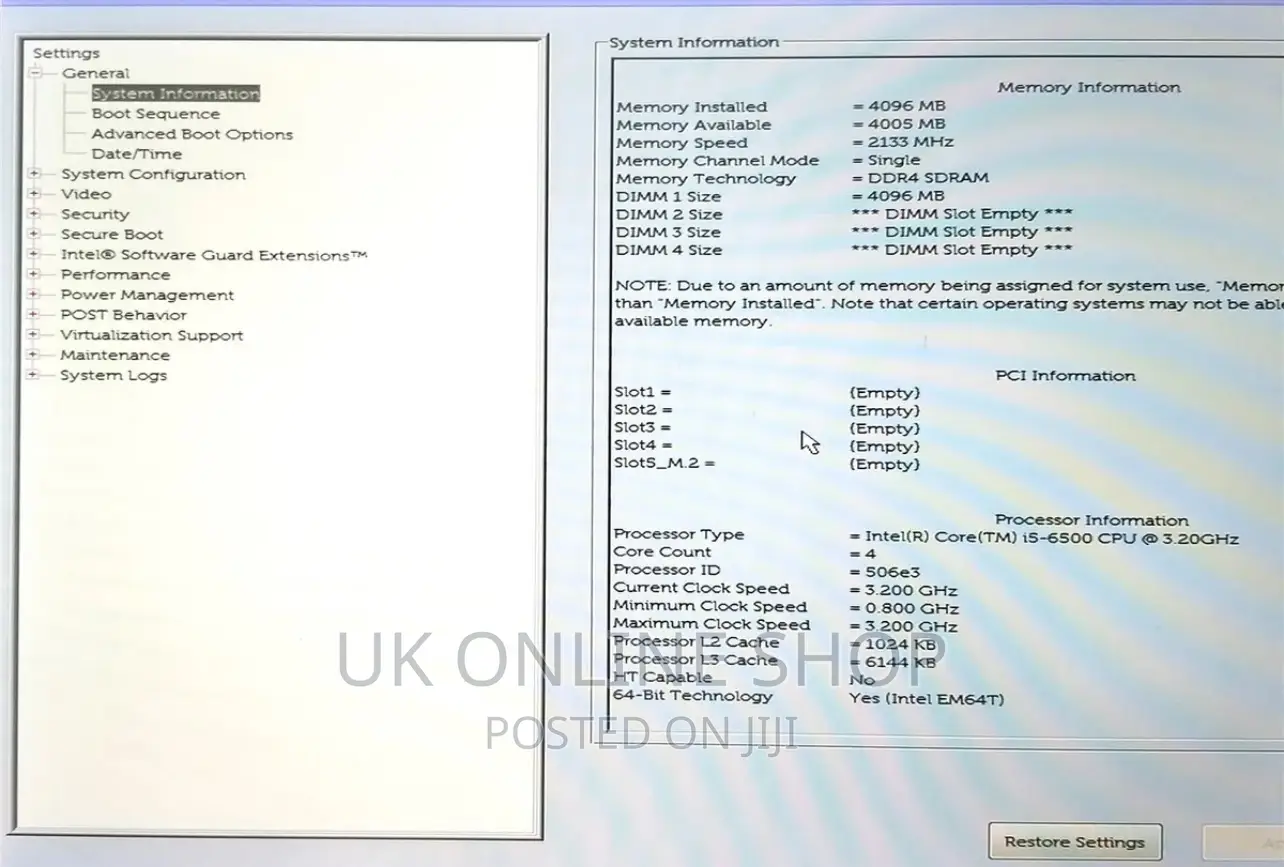 Desktop Computer Dell OptiPlex 3050 4GB Intel Core I5 SSD 256GB
