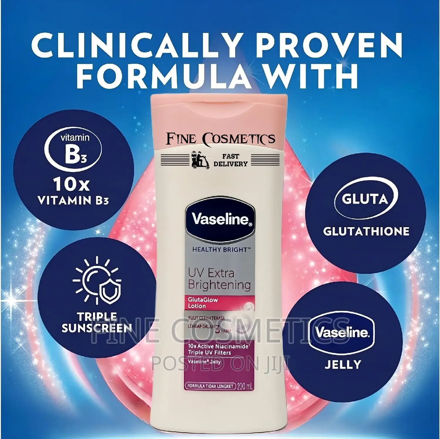 1pc Vaseline Healthy Bright Uv Light Gluta Glow Lotion 200ml