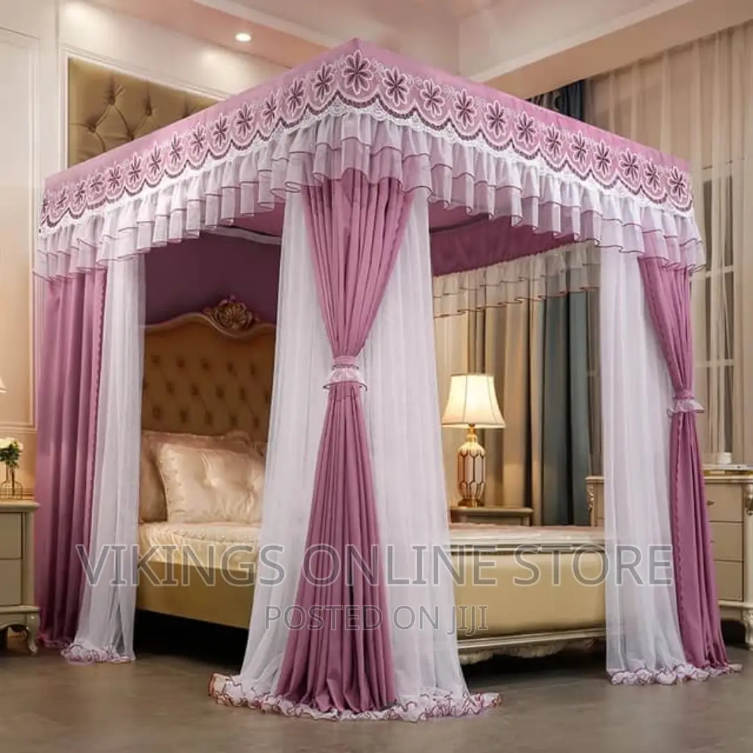 Luxurious Bed Canopy Mosquito Net- Golden White