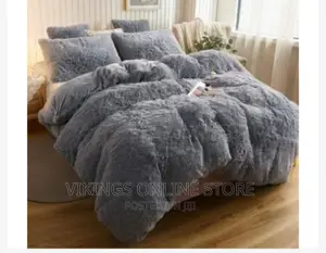 Fluffy 6*6 Duvet Set 1 Bedsheet ,2pillowcases,1 Duvet -Grey