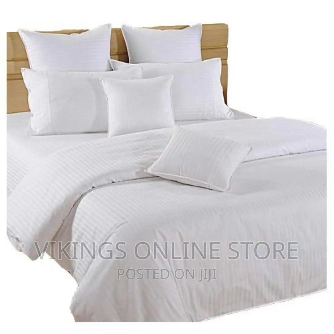 6×6 Pair of Satin Stripes Bedsheets, 2 Pillow Cases, White