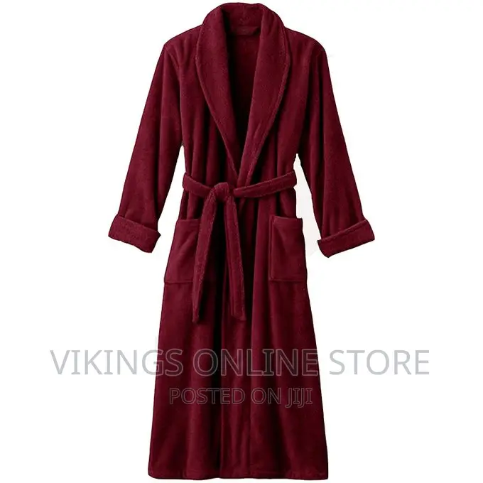 Cotton No Hood Bathrobe – Maroon Cotton No Hood Bathrobe –