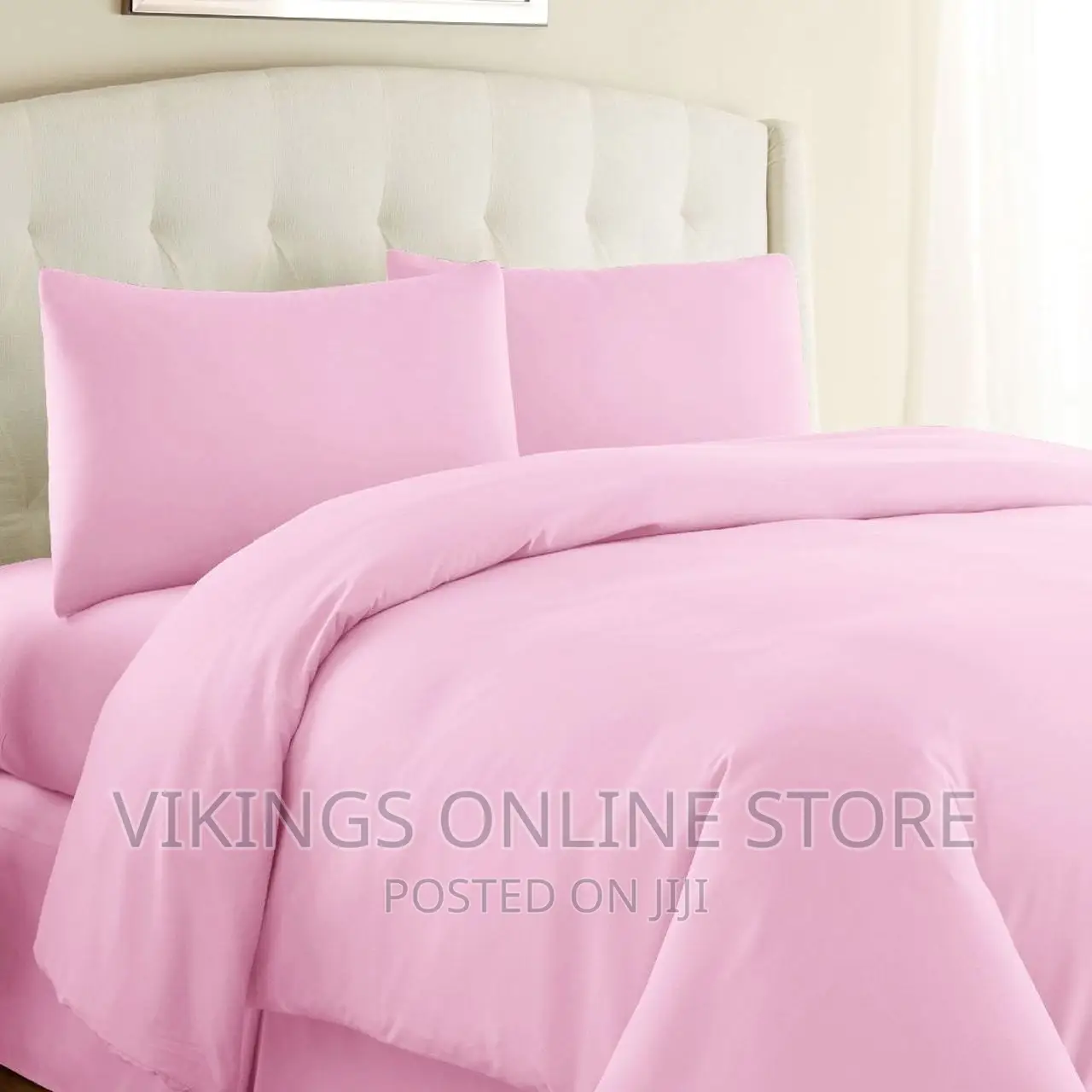 6*6 Fitted Bedsheets With Two Pillowcases- Pink