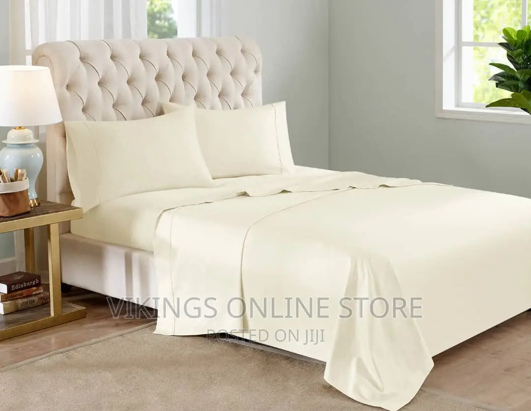 5*6 Bedsheets With Two Pillowcases- Cream