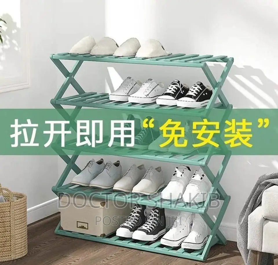 Bamboo Retractable Multifunctional Shoe Rack