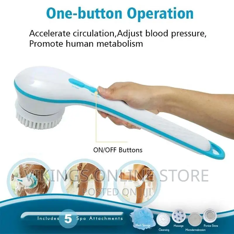 5 in 1gentle Spinning Spa Brush- White Blue
