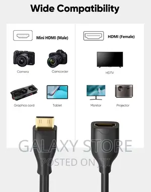 Mini HDMI to HDMI Cable 0.5ft Mini to HDMI Female Adapter