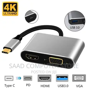 Type-C to PD HD + VGA +USB Adapter 4 in 1