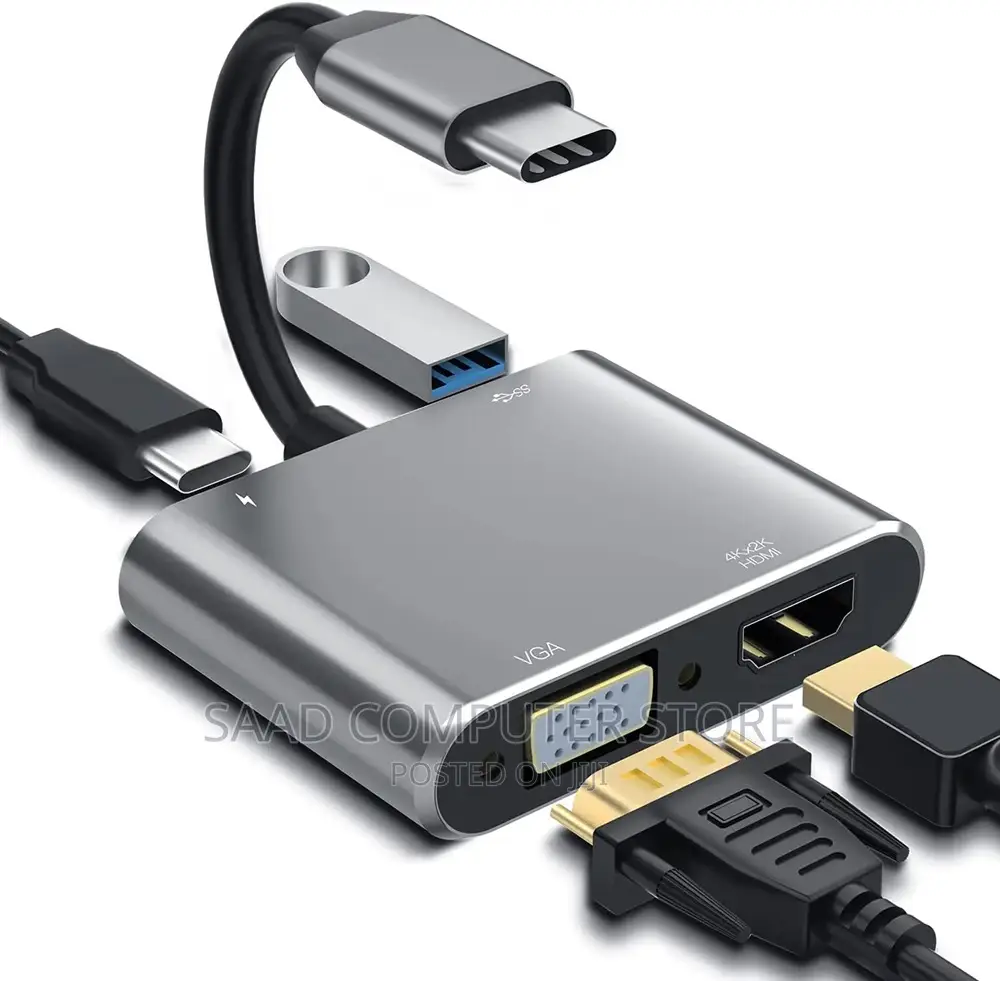 Type-C to PD HD + VGA +USB Adapter 4 in 1