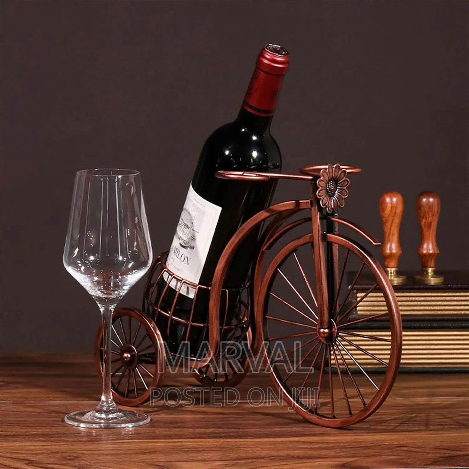 Wine Bottle Holder Desktop 3-wheeled Car Wine Rack