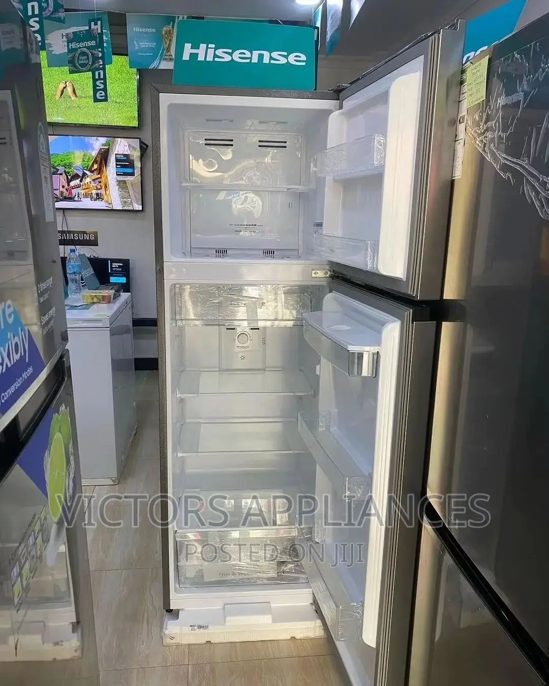 Brand New Hisense 419l Double Door Refrigerator Wt Dispenser