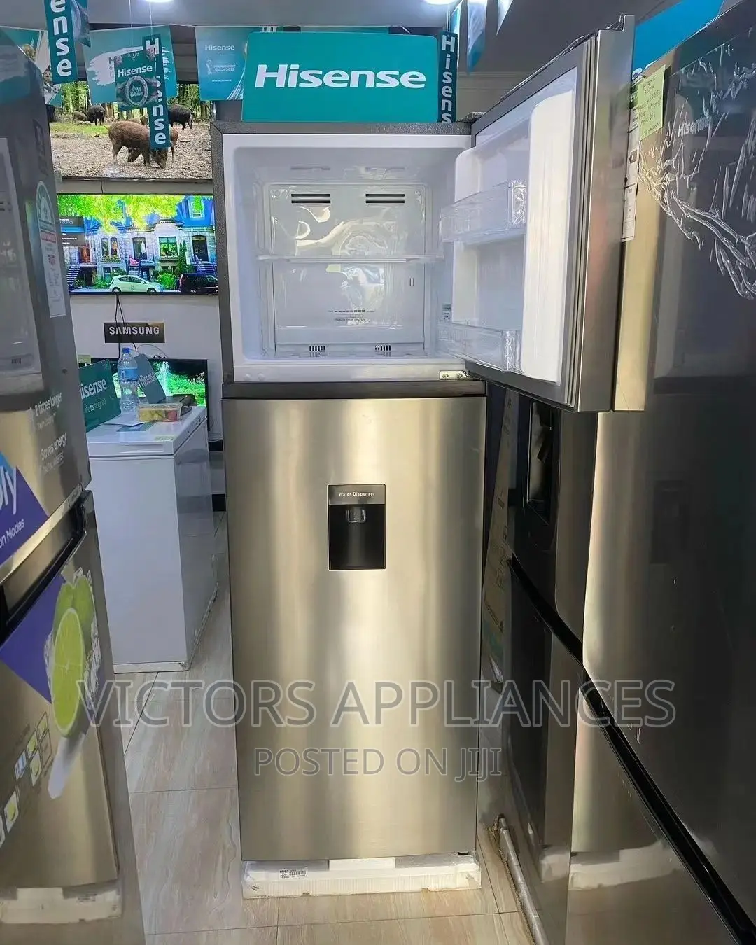 Brand New Hisense 419l Double Door Refrigerator Wt Dispenser