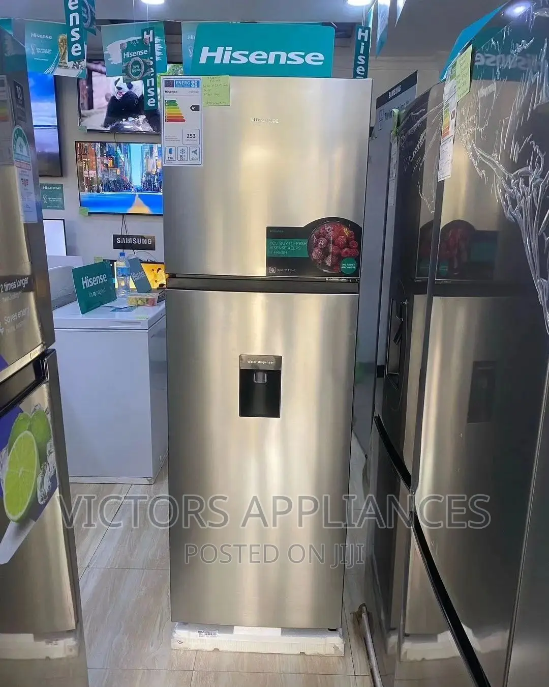 Brand New Hisense 419l Double Door Refrigerator Wt Dispenser