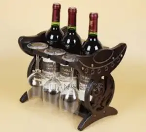 Decorative Wooden Wine and Glass Rack