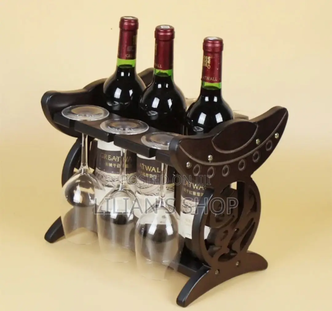 Decorative Wooden Wine and Glass Rack
