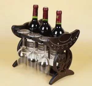 Decorative Wooden Wine and Glass Rack
