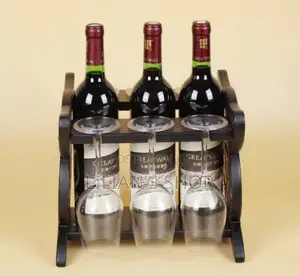 Decorative Wooden Wine and Glass Rack