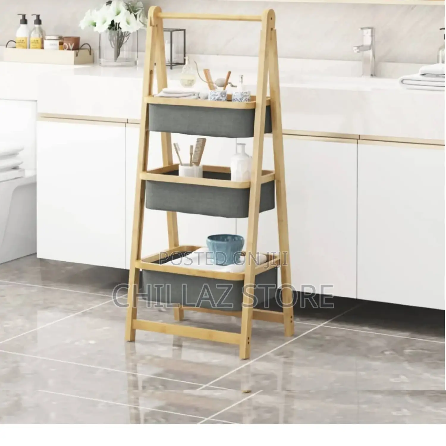 3tier Fold Out Bamboo Bathroom Shelves.