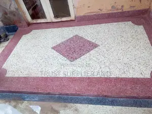 Terrazzo White and Maroon Terrazzo Floor