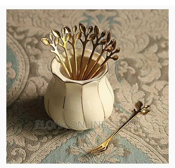 12 PCS Gold Leaf Salads and Fruit Fork