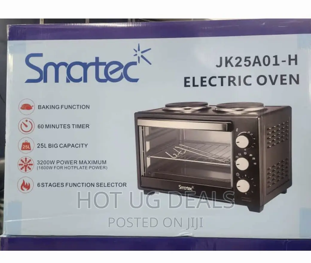 28 Litres Electric Oven With 2 Hotplates - Black