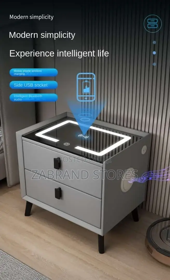 Smart Bedside With Bluetooth Speaker Table