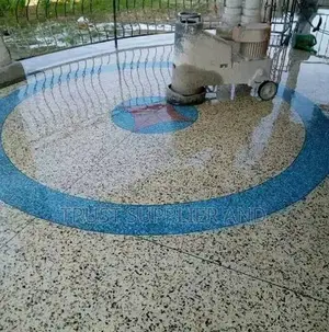 Photo - Cream Terrazo With a Blie Circular Design