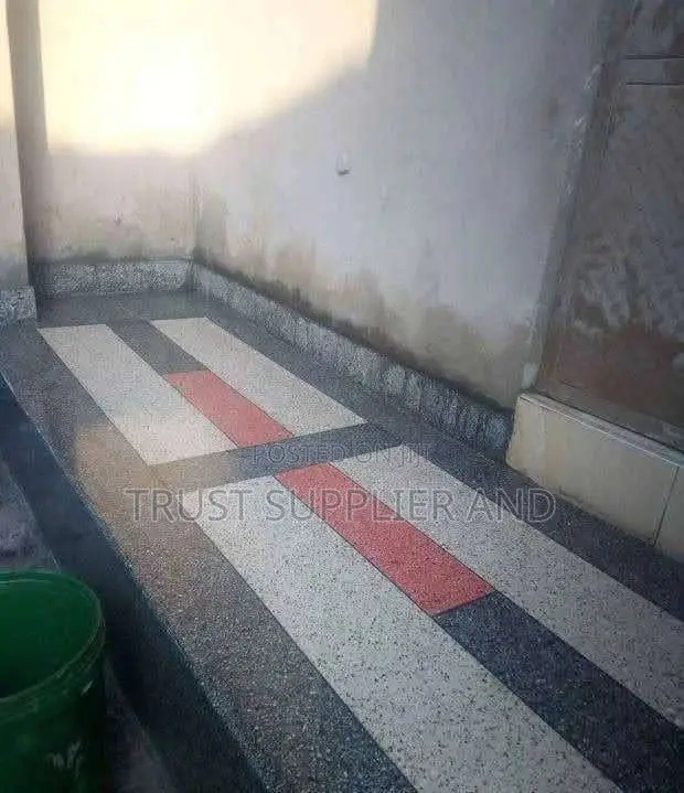 Black White and Red Terrazzo Verandah