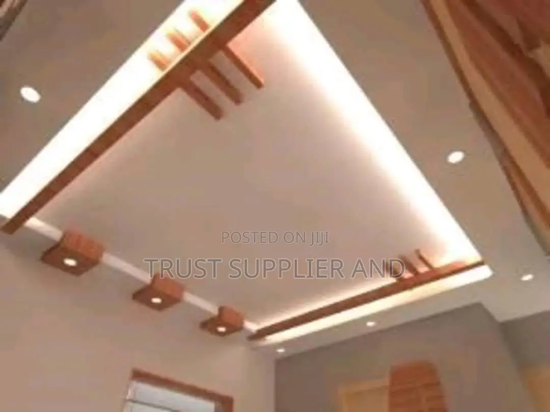 Gypsum Ceiling With Mahogany