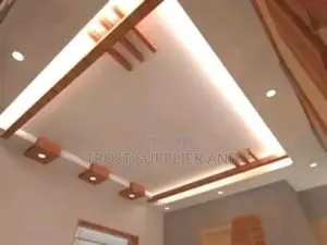 Gypsum Ceiling With Mahogany
