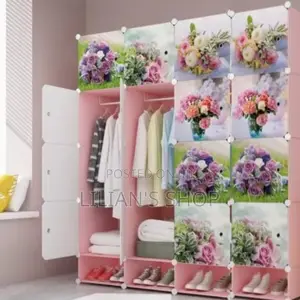 Flowery Roses 16 Cubes Stackable Cloth and Shoe Cabinet