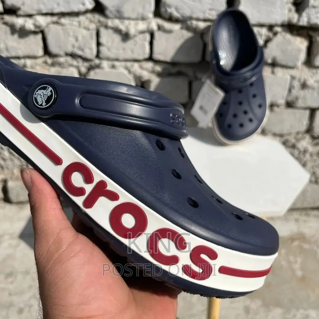 Crocs. Navy Blue White Sole