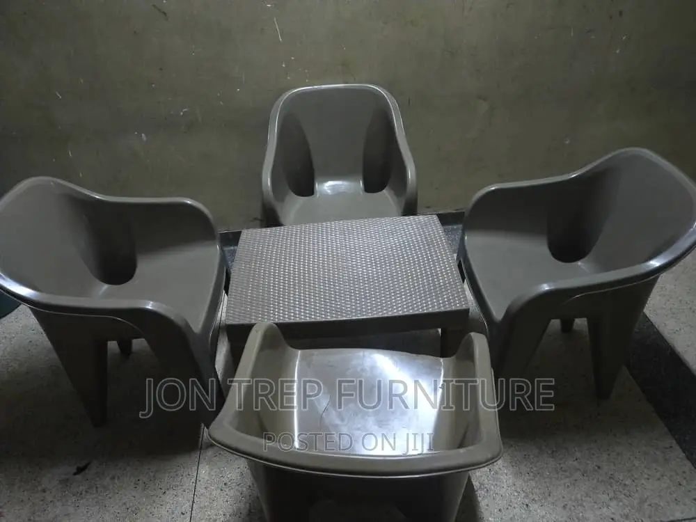 Plastic Chairs and Table Gray Color
