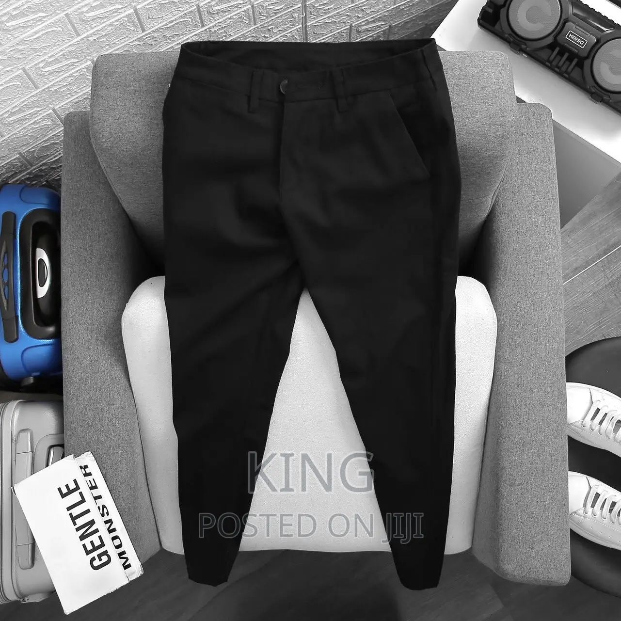 Kaki. Navy Blue Trousers.