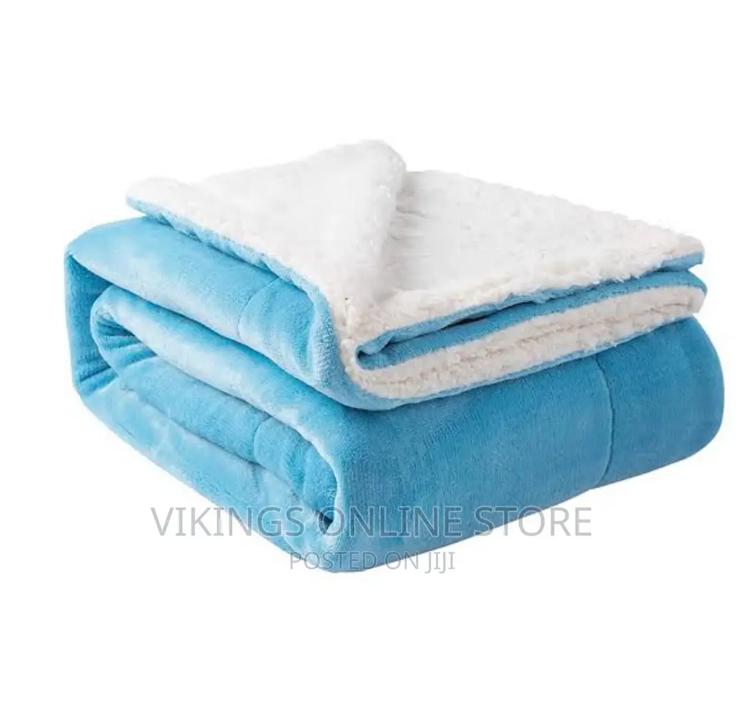 6*6 Fleece 2 in 1 Sherpa, Plush Blanket- Sky Blue