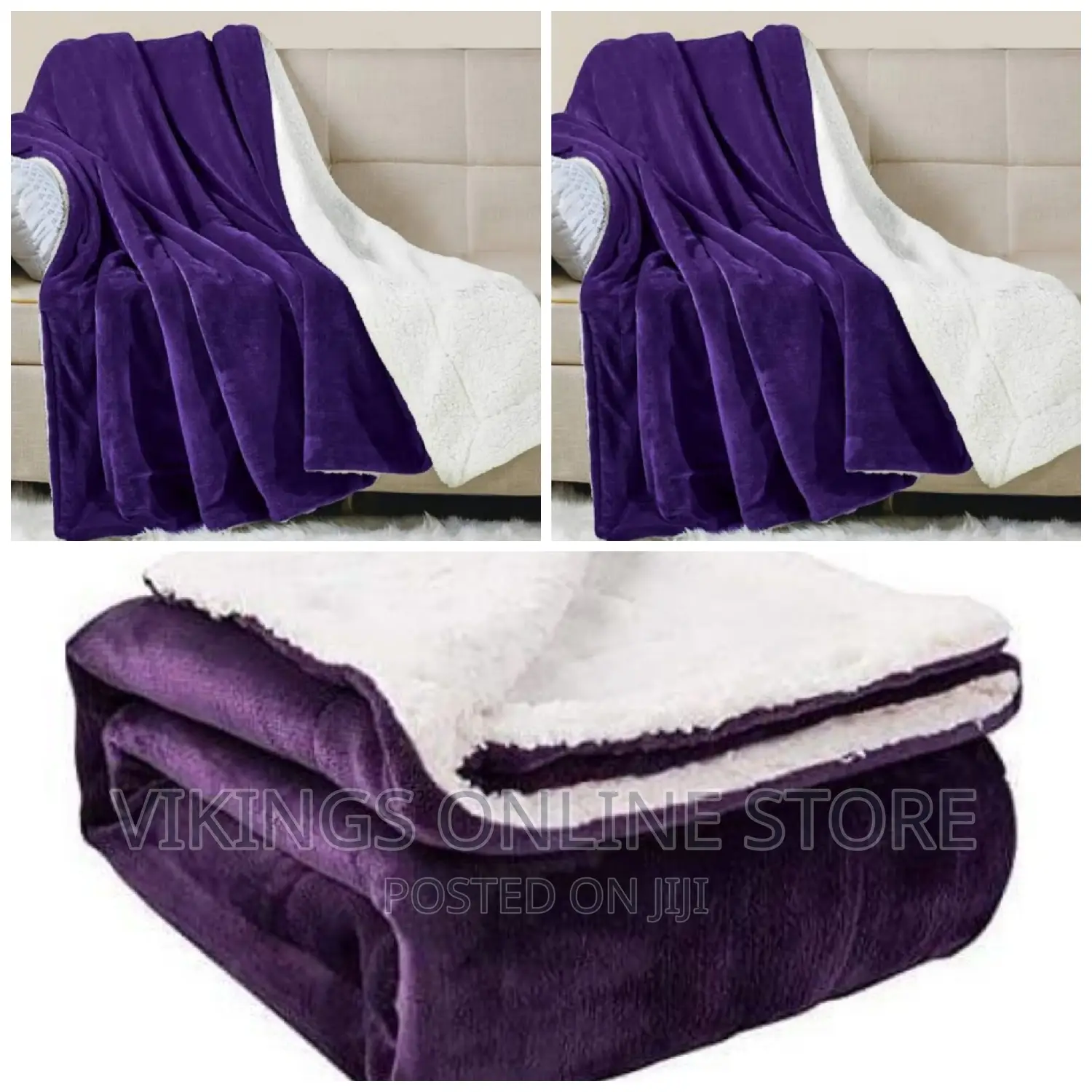 Fleece Soft 2 in 1 Sherpa Plush Blanket- Multicolour