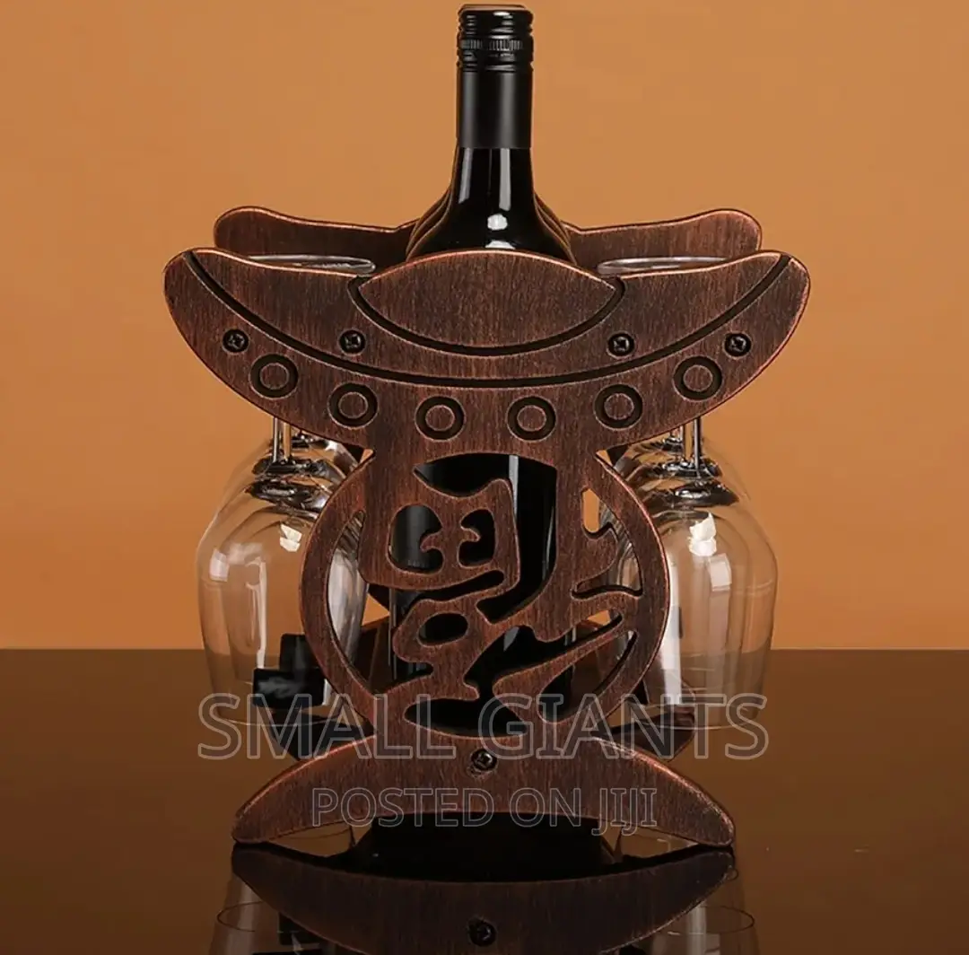 Wooden Wine Rack Display Stand With 6 Goblet Hanging Holes