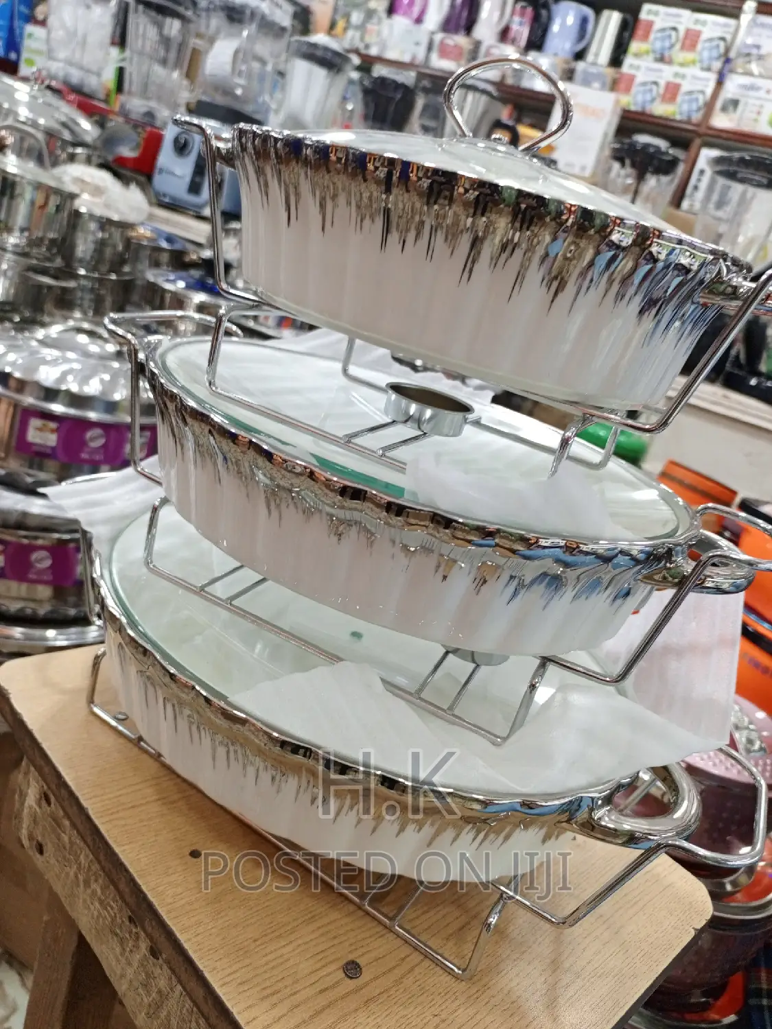 Ceramic Food Warmer With Glass Covers and Handle
