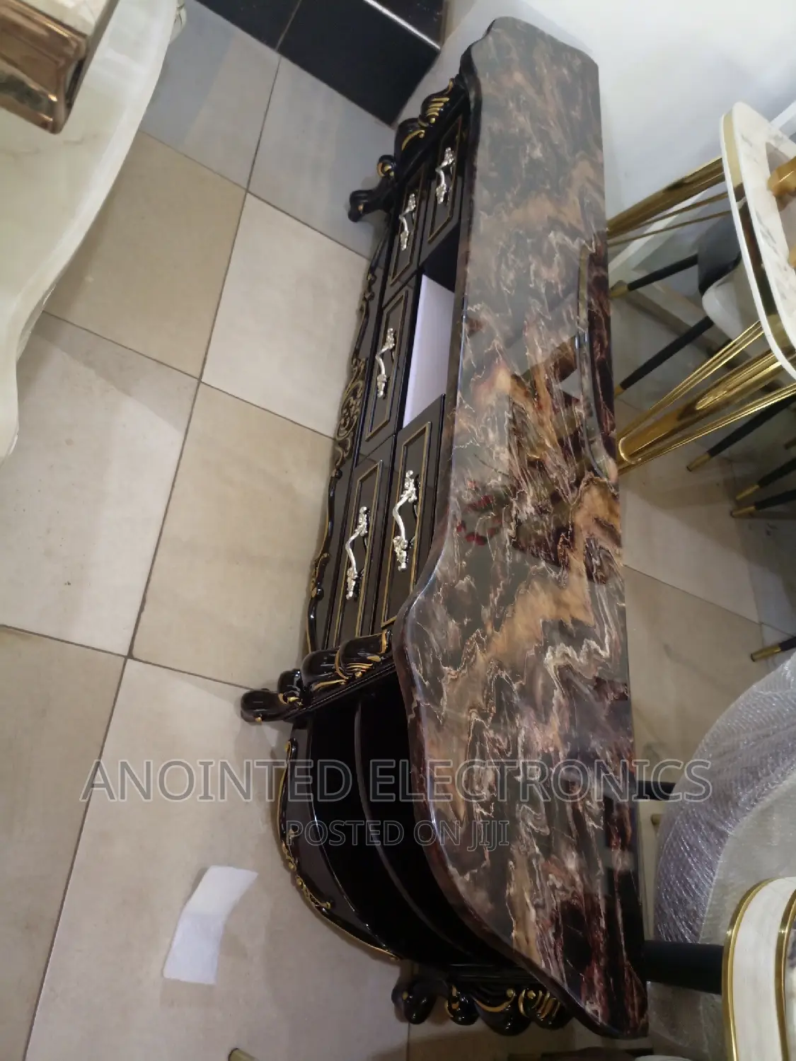Marble Tv Stand Black