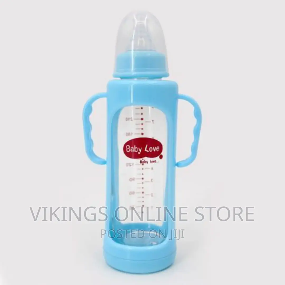 240 Ml Milk Glass Baby Feeding Bottle – Blue