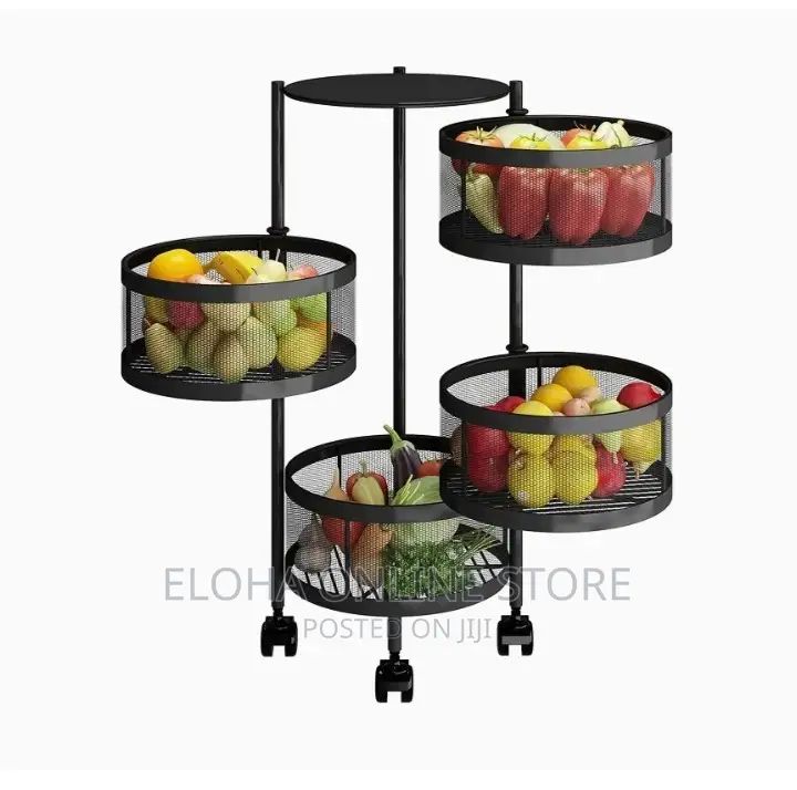 3600 Rotating Vegetable Fruit Shelf With Wheels