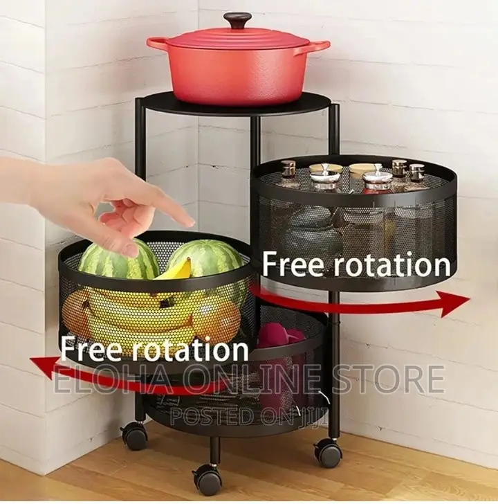 3600 Rotating Vegetable Fruit Shelf With Wheels