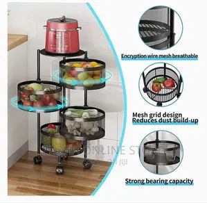 3600 Rotating Vegetable Fruit Shelf With Wheels