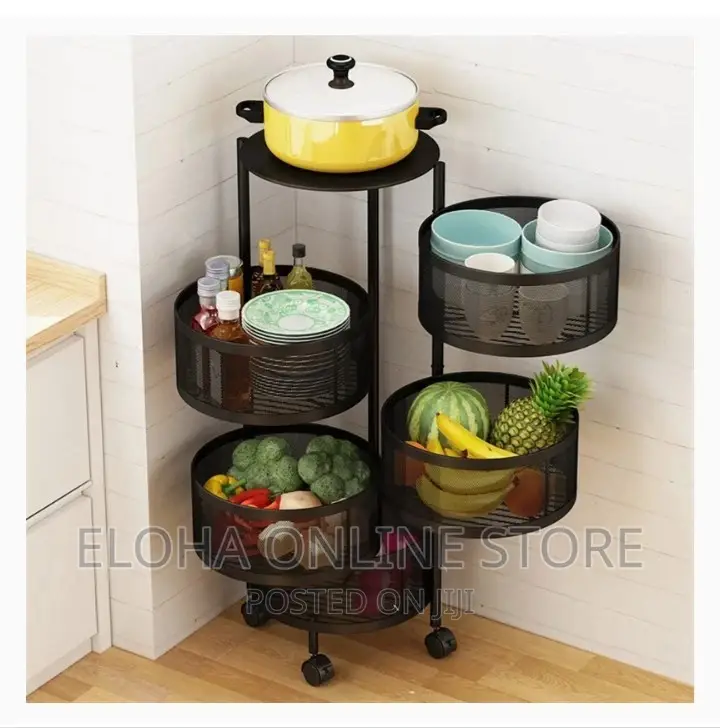 3600 Rotating Vegetable Fruit Shelf With Wheels