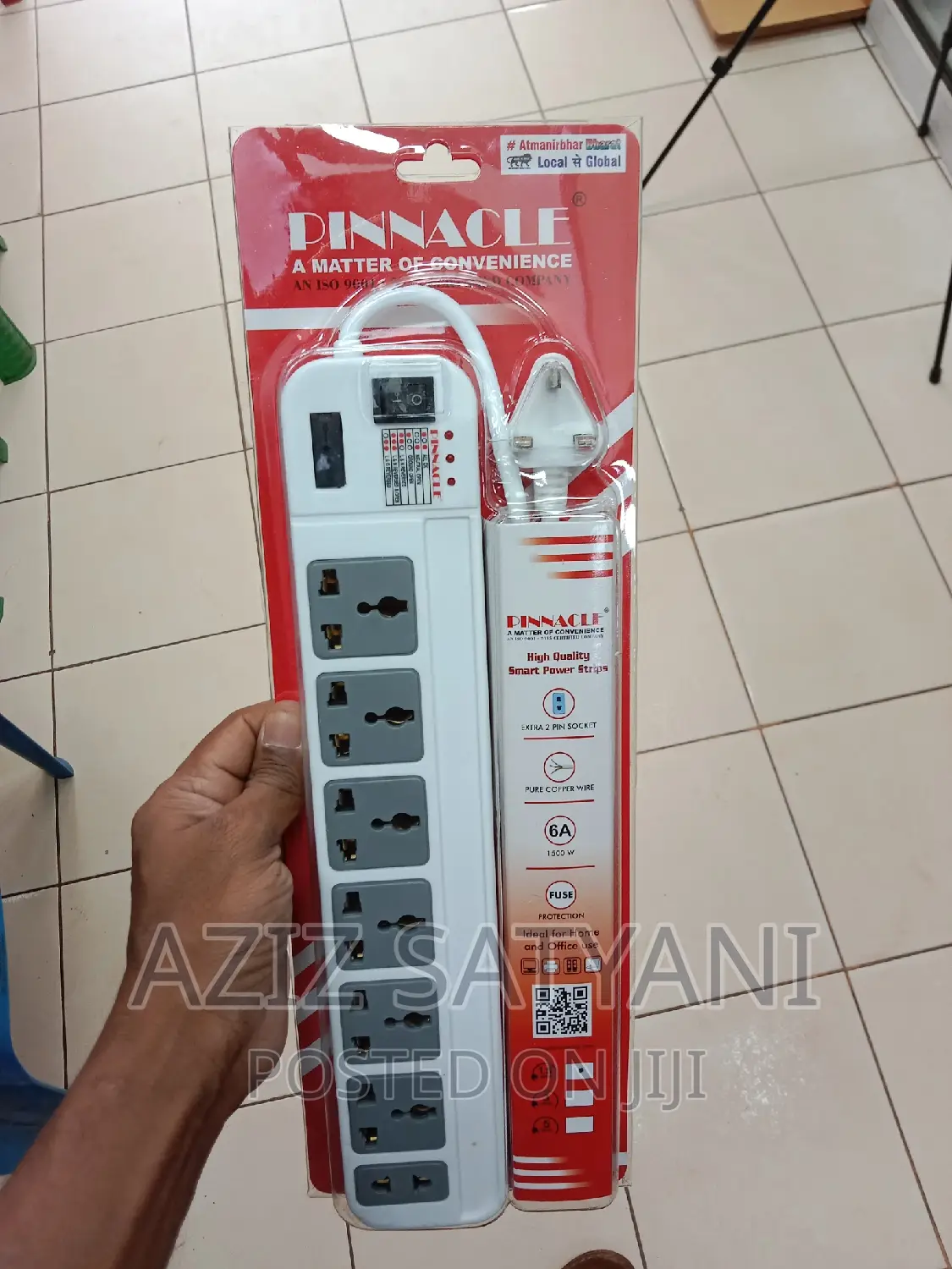 Pinacle Power Strip With 6 Univ 3 Pin With One 2 Pin Socket