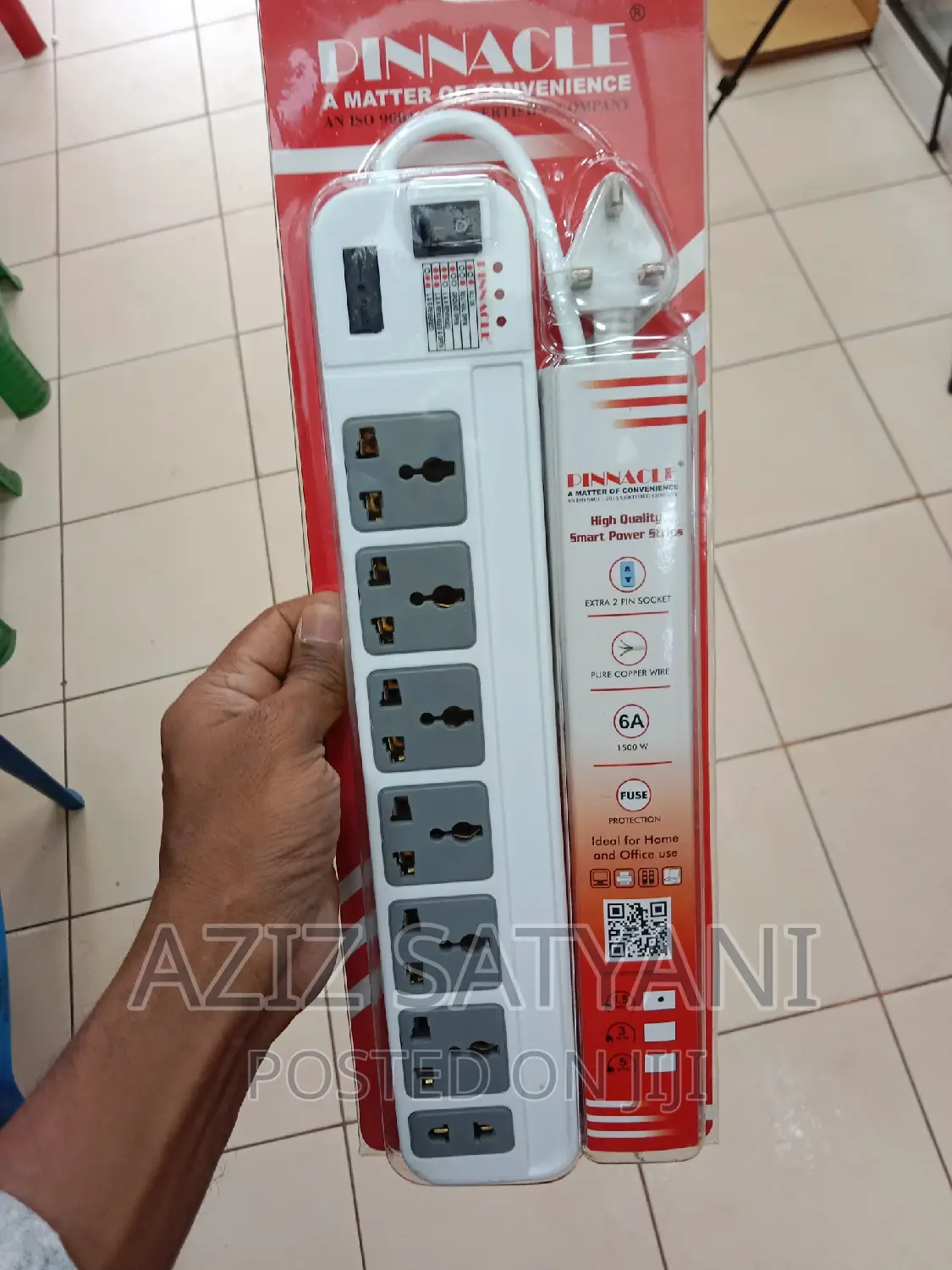 Pinacle Power Strip With 6 Univ 3 Pin With One 2 Pin Socket