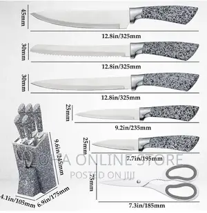Marble Kitchen Knife Set of 7 Pieces