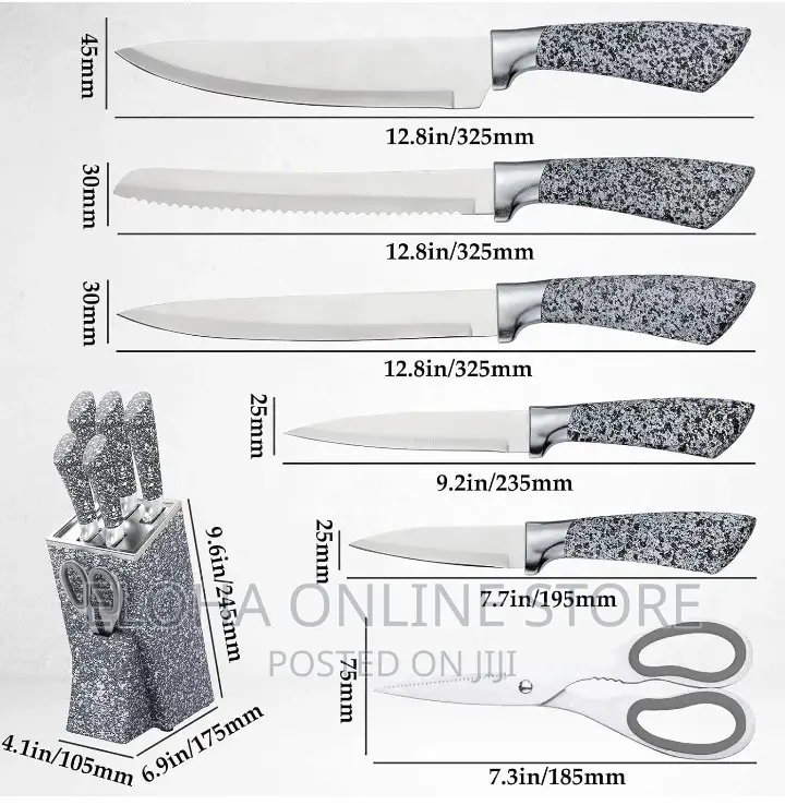 Marble Kitchen Knife Set of 7 Pieces