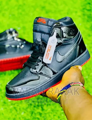 Original Black Shinny Air Jordan 1 High Top Sneaker